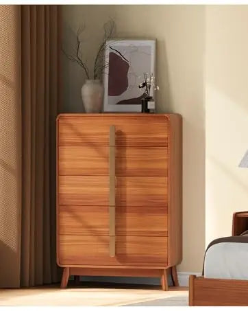 Mid-Century Modern 6 Drawer Dresser – Storage Chest with Metal Handles