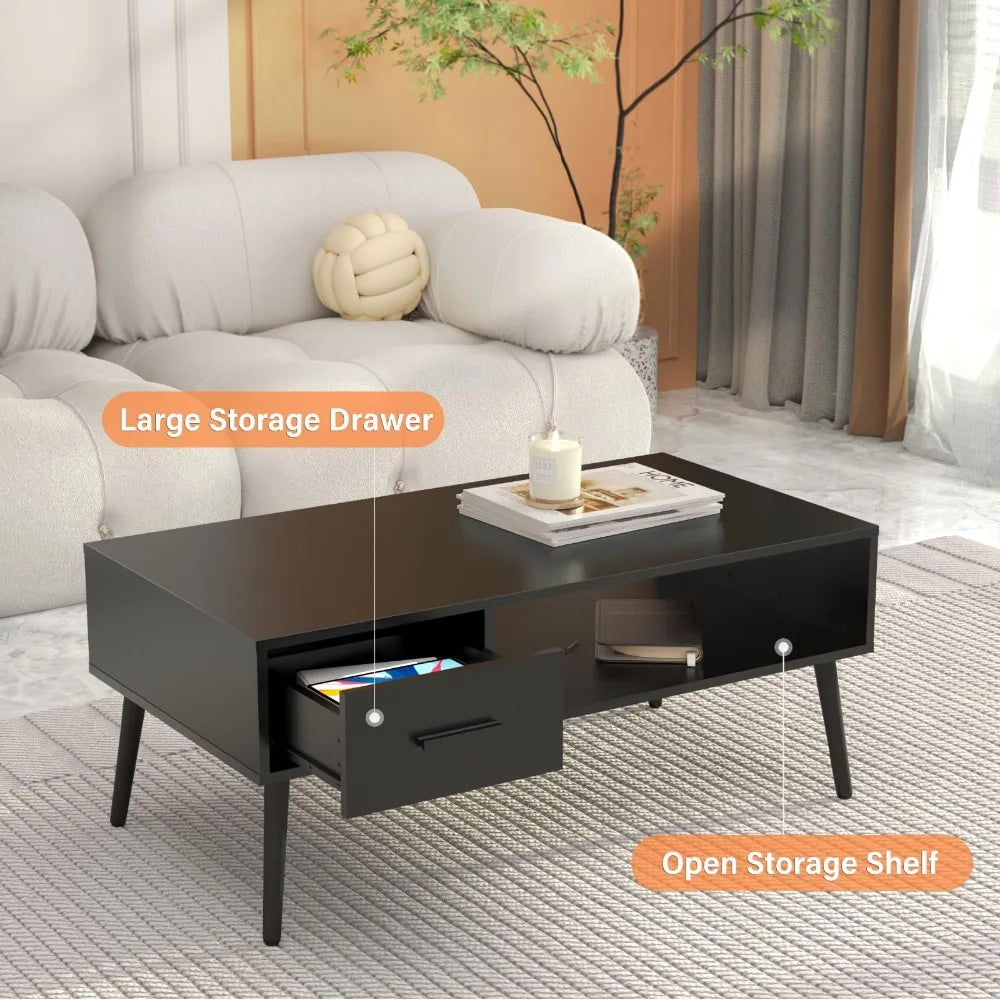 Mid Century Modern Coffee Table – Center Table with Storage