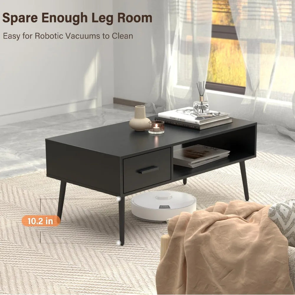 Mid Century Modern Coffee Table – Center Table with Storage