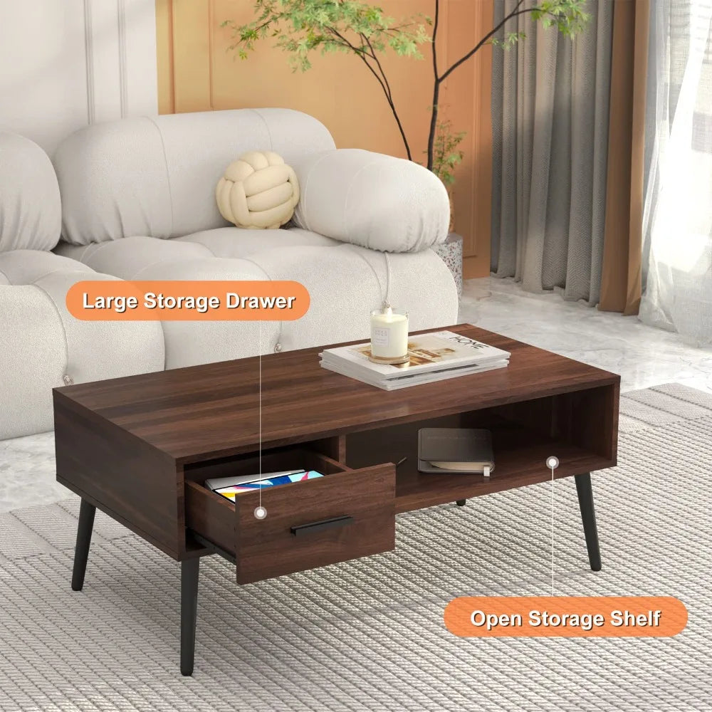 Mid Century Modern Coffee Table – Center Table with Storage