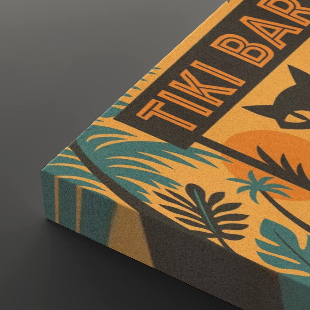Tiki Bar Cat Canvas Print – Retro Mid Century Modern Wall Art (32"x20")