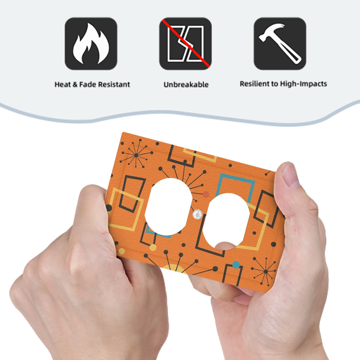 Atomic Starburst Switch Cover – 1-Gang Duplex Plate in Retro Orange