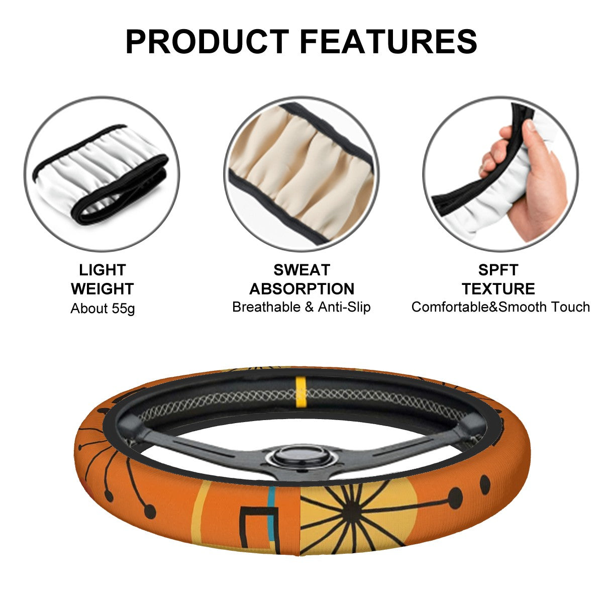 Atomic Sunset Steering Wheel Cover