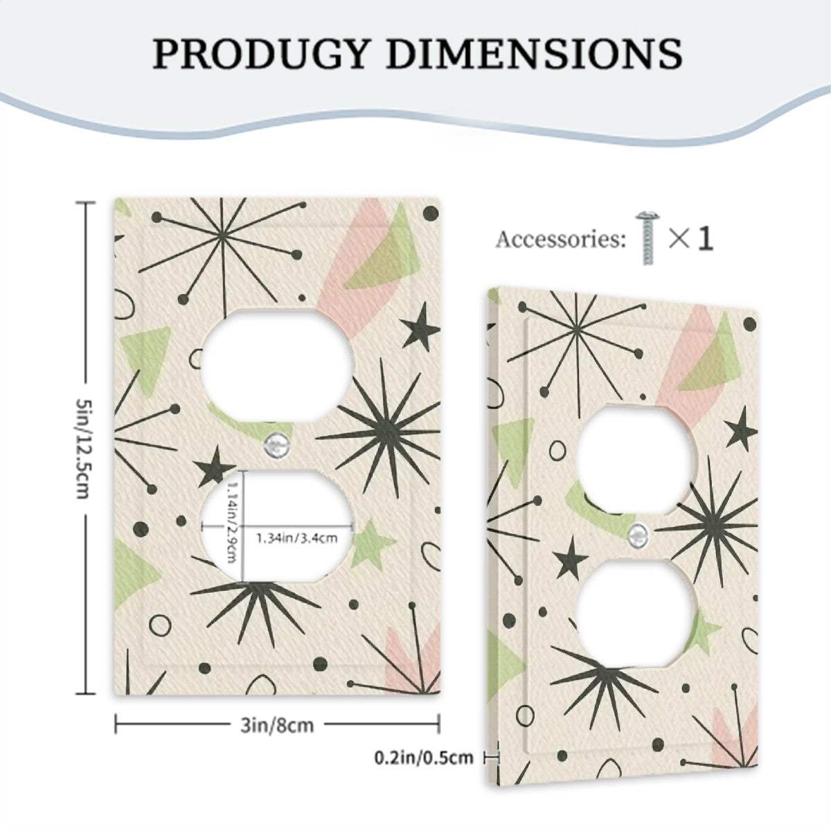 Atomic Starburst Switch Cover – 1-Gang Duplex Plate in Pastel Retro
