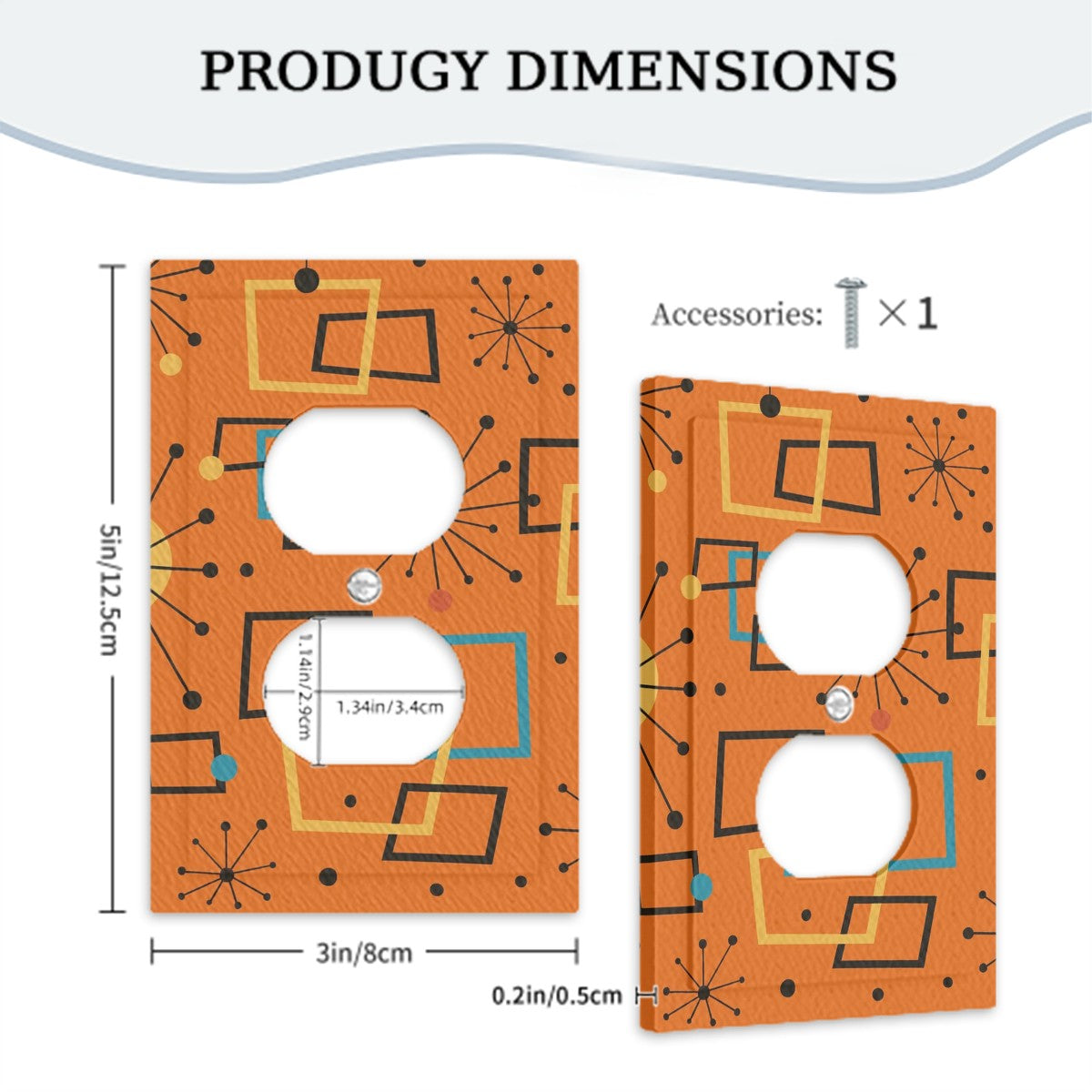 Atomic Starburst Switch Cover – 1-Gang Duplex Plate in Retro Orange