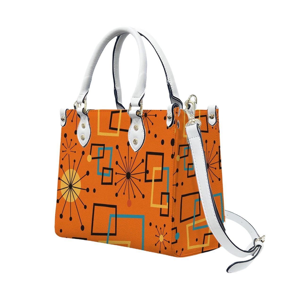 Retro Burst PU Tote – Bold Mid Century Modern Handbag