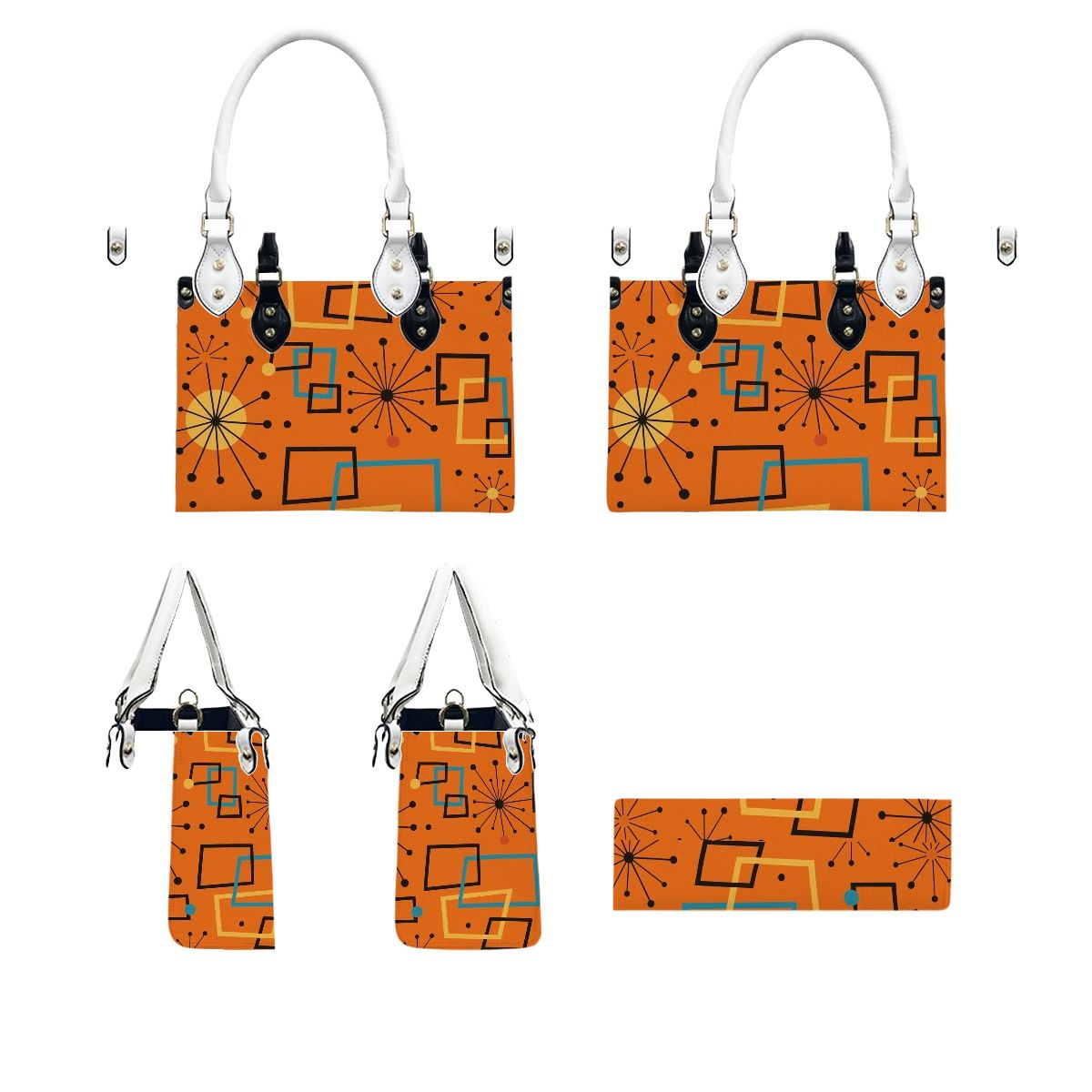 Retro Burst PU Tote – Bold Mid Century Modern Handbag