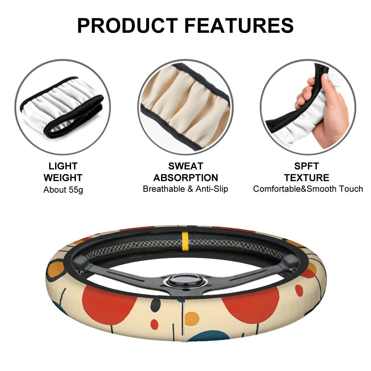 Atomic Pop Circles Steering Wheel Cover