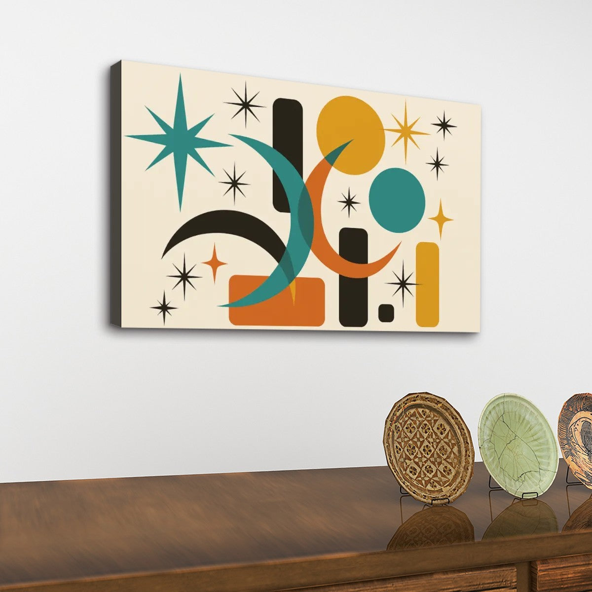 Atomic Orbit Canvas Wall Art – Mid-Century Modern Made Easy (32"x20")