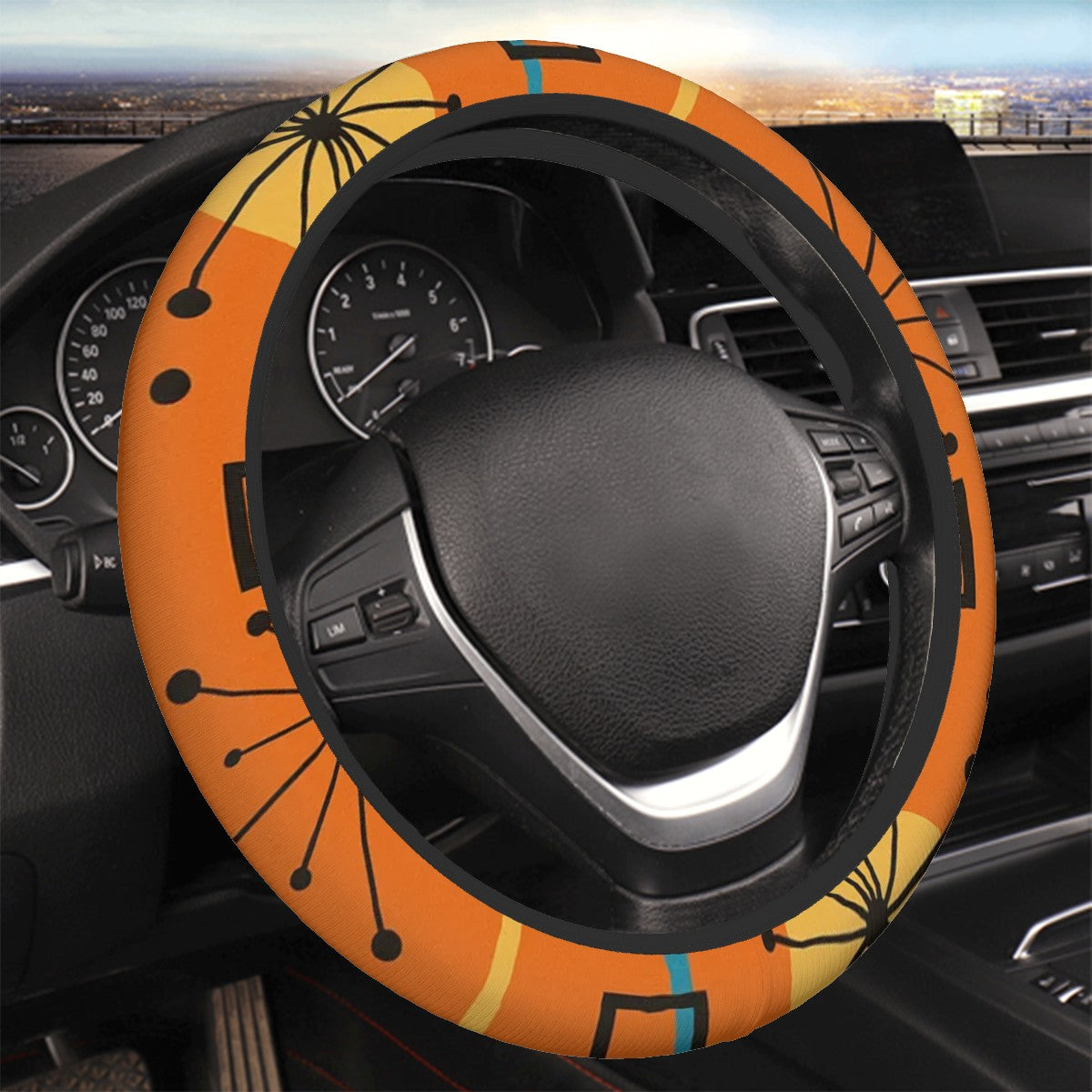 Atomic Sunset Steering Wheel Cover