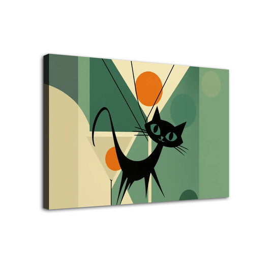 Atomic Sunset Cat Canvas Print – Made in USA