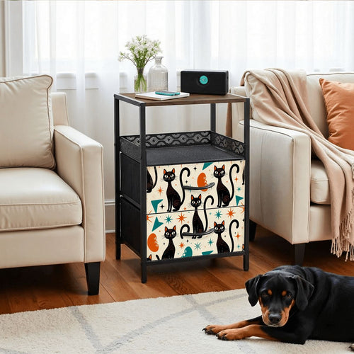 "MCM Dots & Diamonds" Mid-Century Modern 8-Drawer Dresser - Fabric Storage Tower