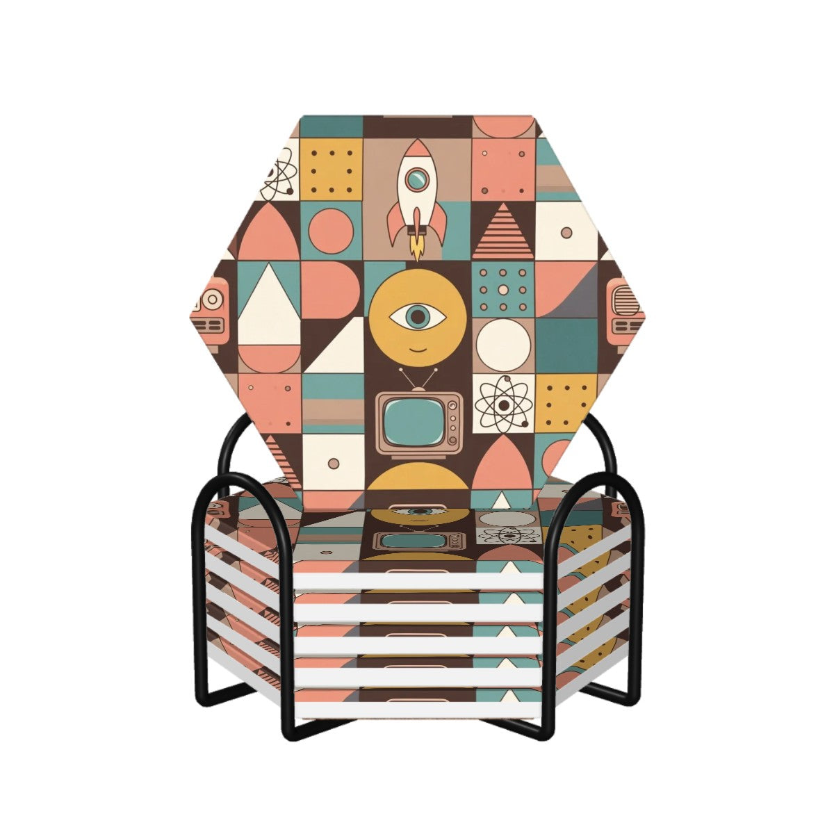 Hexagon Ceramic Coasters Set of 6