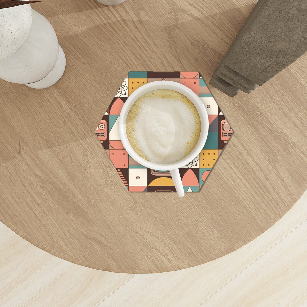 Hexagon Ceramic Coasters Set of 6