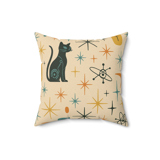 Mid-Century Atomic Cat Pillow