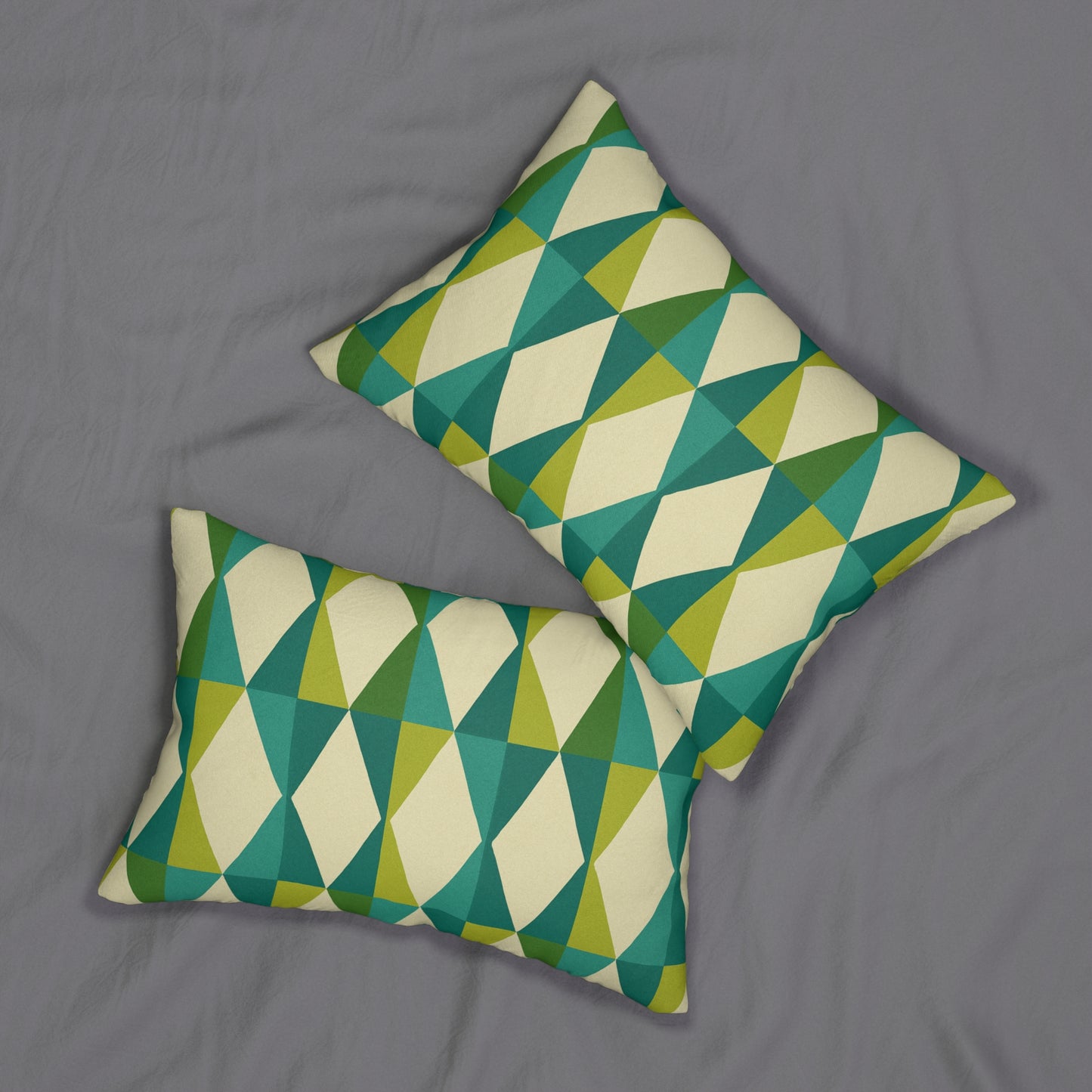 "Atomic Diamond Lumbar Pillow – Retro Mid Century Vibes (20×14)