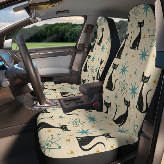 Atomic Cat Car Seat Covers – Set of 2 | Mid Century Modern Flair on the Go