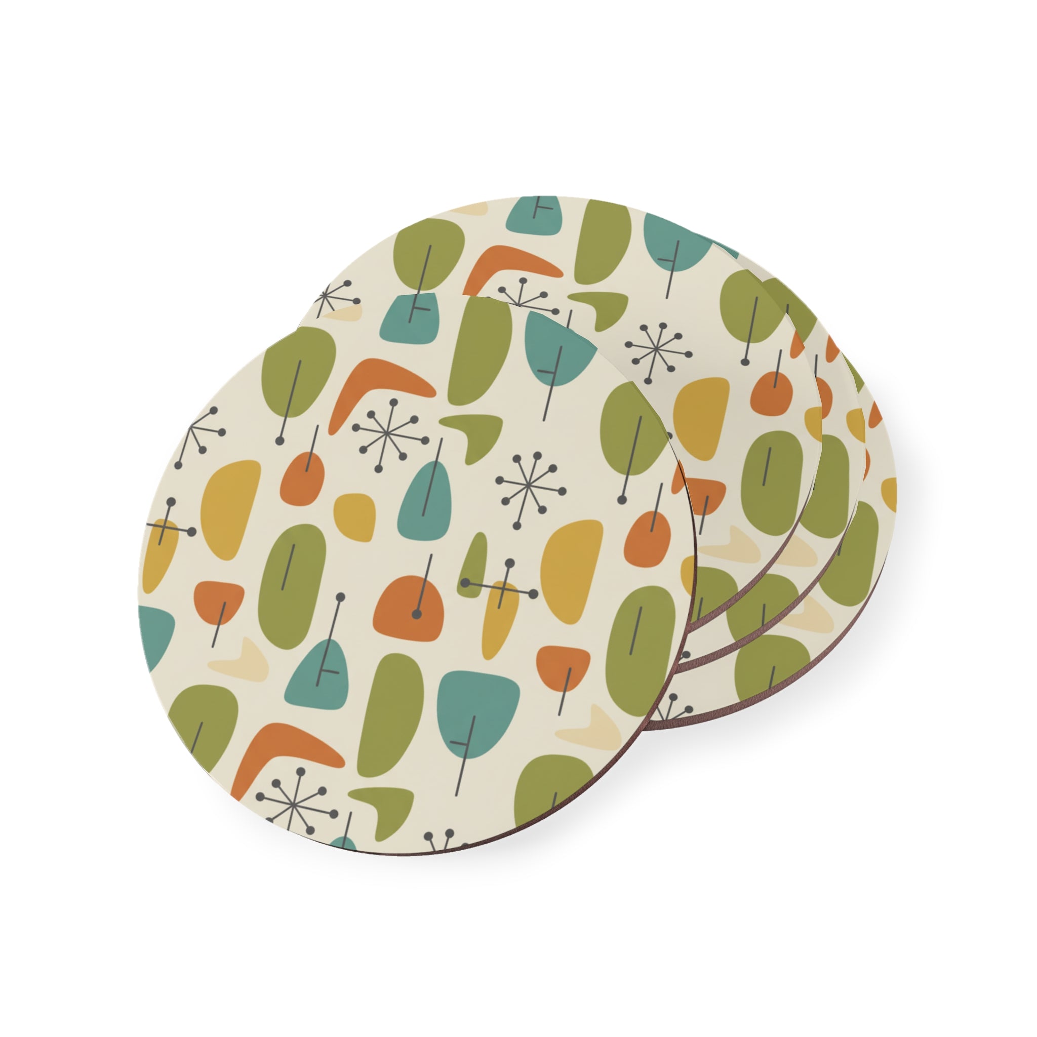 Atomic Leaf Coaster Set | Mid-Century Modern Drink Coasters 4-Pack