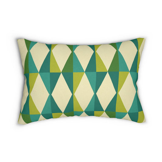 "Atomic Diamond Lumbar Pillow – Retro Mid Century Vibes (20×14)