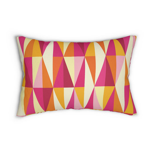 Geometric Harlequin Lumbar Pillow – 20×14 | Mid-Century Modern Color Pop