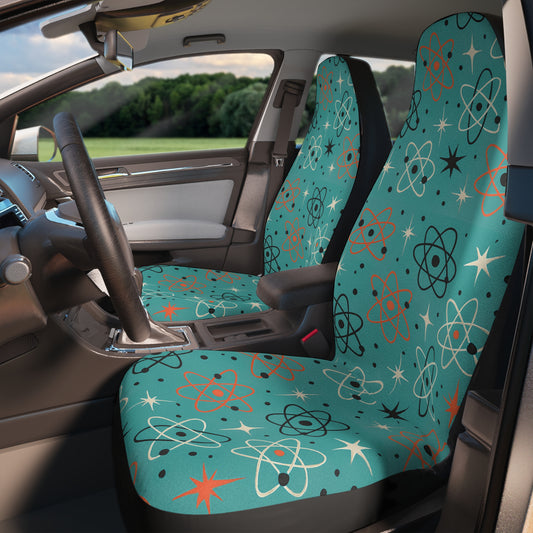 Atomic Starburst Car Seat Covers – Set of 2 | Turquoise Mid Century Modern Vibes