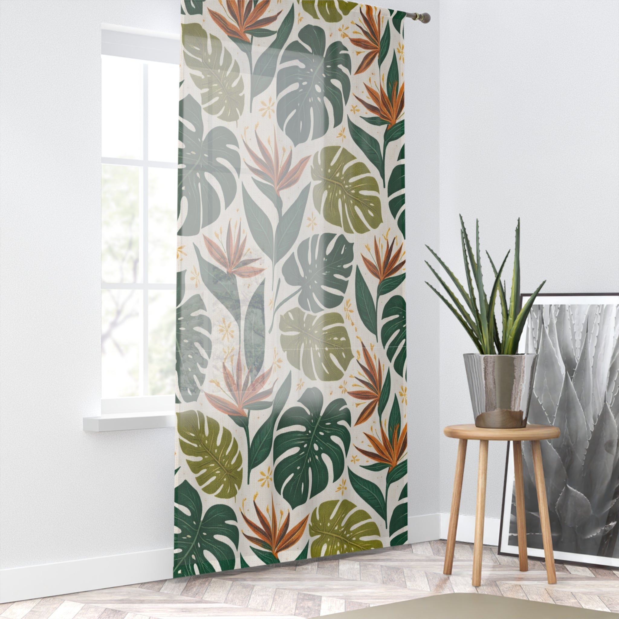 Palm Springs Oasis Mid-Century Sheer Curtain Panel