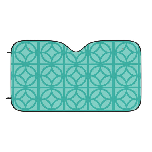 Retro Geometric Car Sun Shade – UV Protection with Mid-Century Flair (30" × 55")