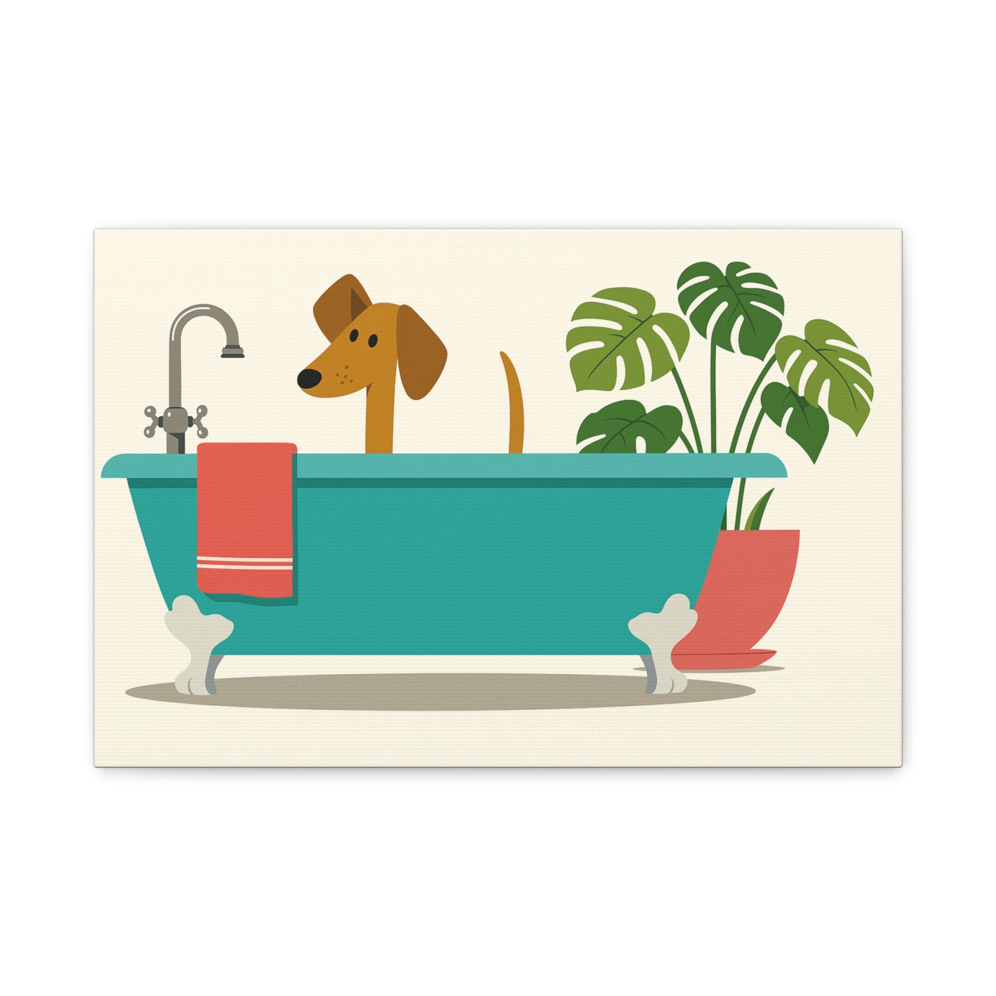 Whimsical Dog Bath Canvas Wall Art