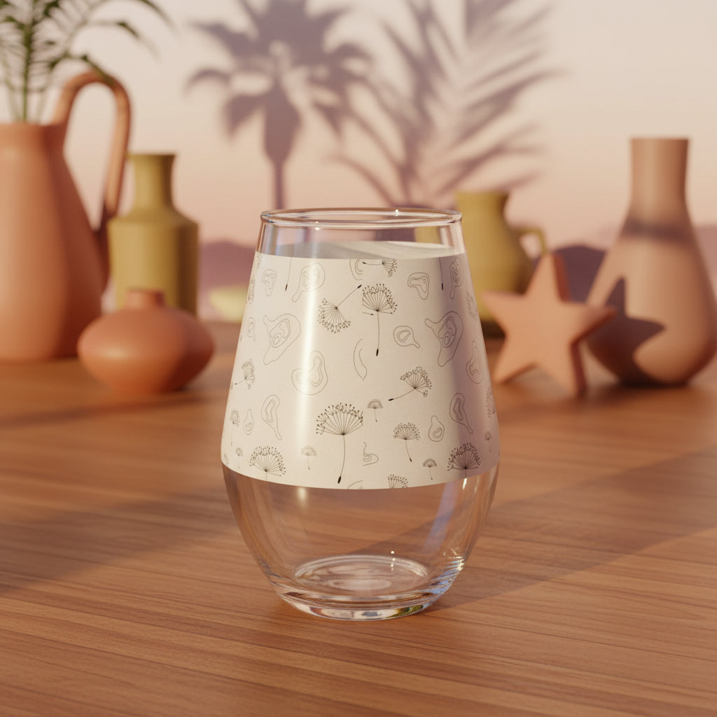 The "Organic Modern" Stemless Wine Glass | Abstract Botanical Tumbler