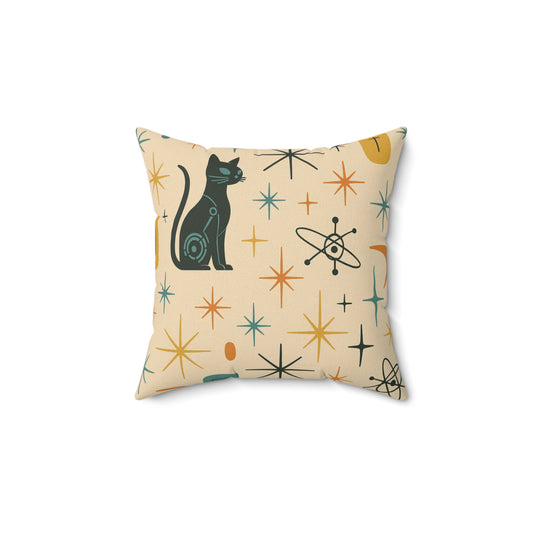 Mid-Century Atomic Cat Pillow