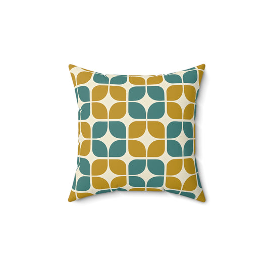 Teak‑Turquoise Breeze‑Block Pillow