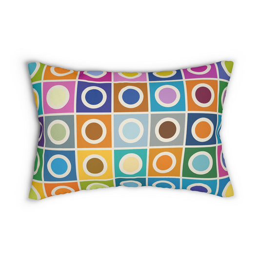 Colorful Geometric Lumbar Pillow - Vibrant Home Decor Cushion