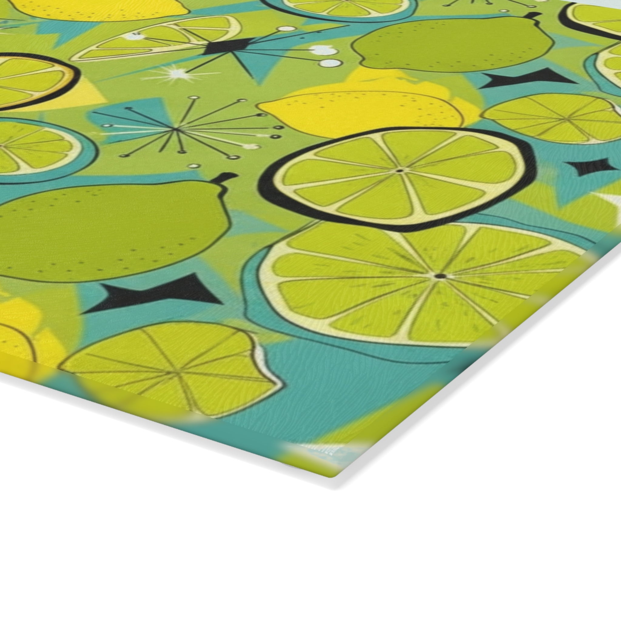 The Atomic Citrus Glass Cutting Board — Retro Kitchen Art