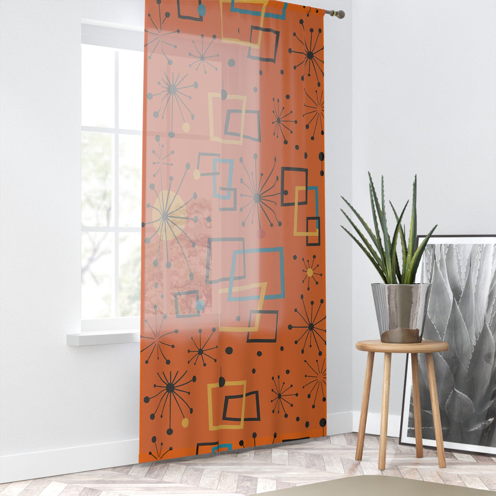 Atomic Glow Curtain – Orange Mid-Century Pop