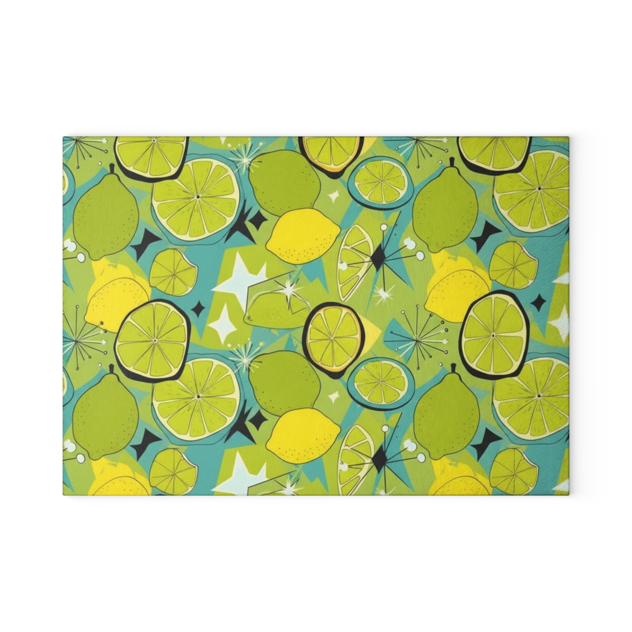 The Atomic Citrus Glass Cutting Board — Retro Kitchen Art