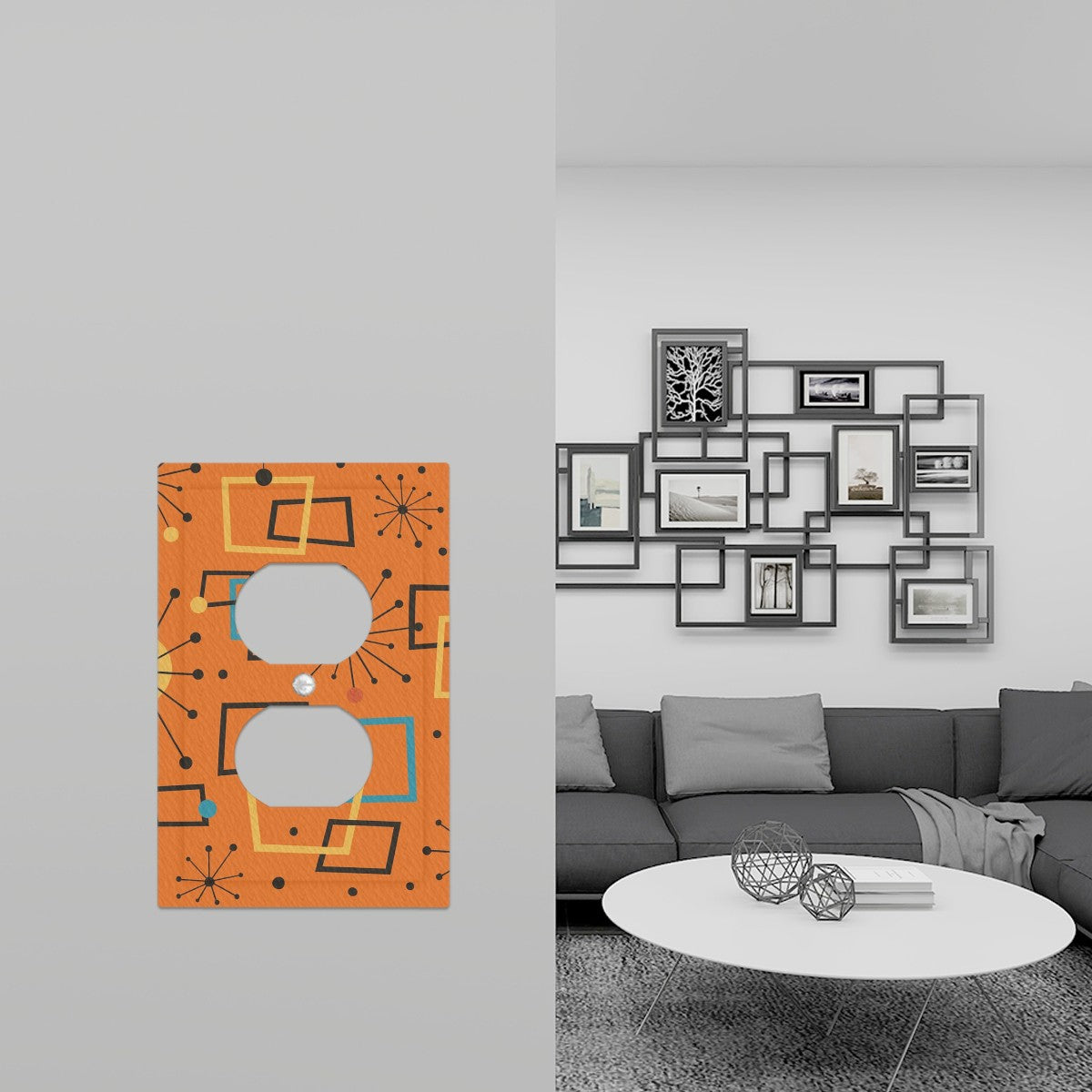 Atomic Starburst Switch Cover – 1-Gang Duplex Plate in Retro Orange