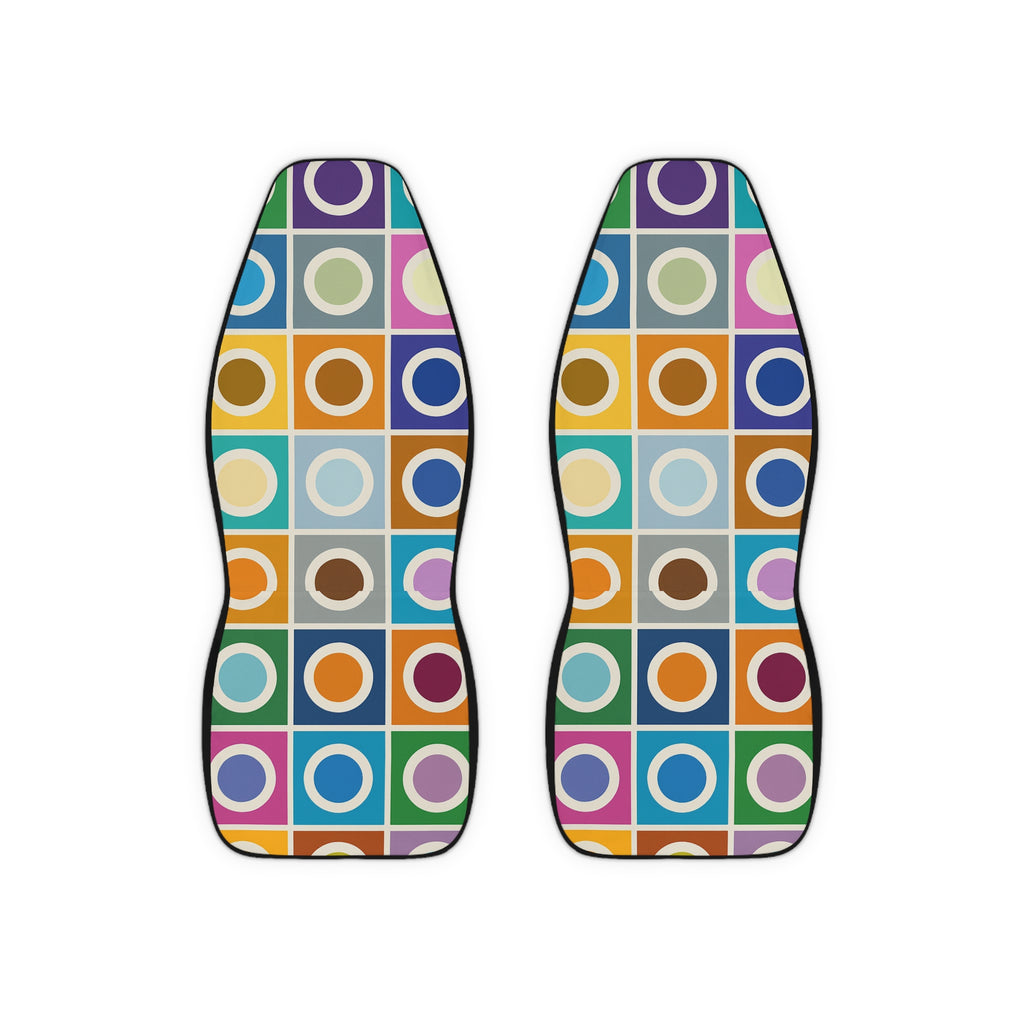 Retro Pop Circles Car Seat Covers – Set of 2 | MCM-Inspired Auto Style