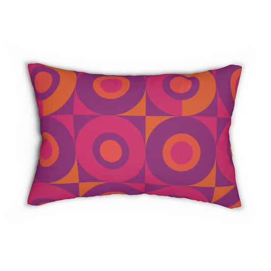 Retro Bullseye Lumbar Pillow – Magenta & Orange MCM Print (20×14)