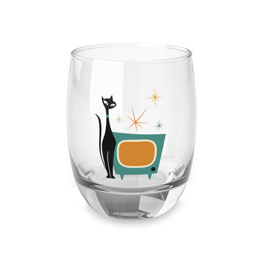 Atomic Cat Whiskey Glass – 6oz Retro MCM Barware