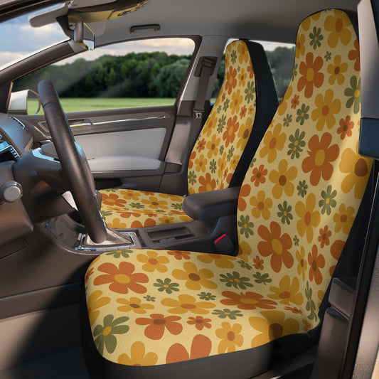 Vintage Floral Car Seat Covers – Set of 2 | 70s Mod Mid-Century Style