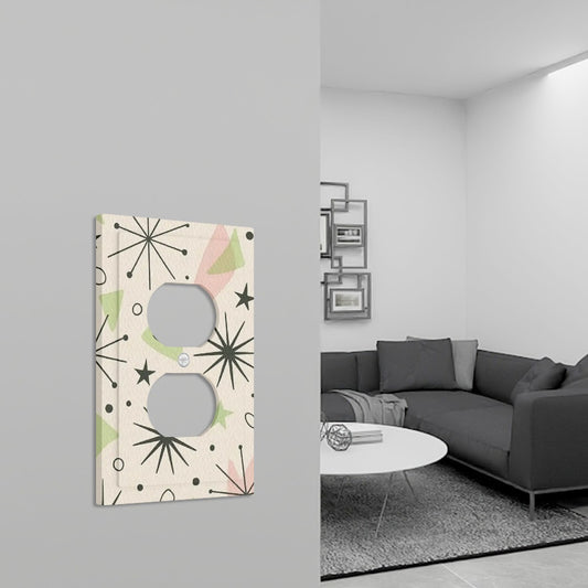 Atomic Starburst Switch Cover – 1-Gang Duplex Plate in Pastel Retro