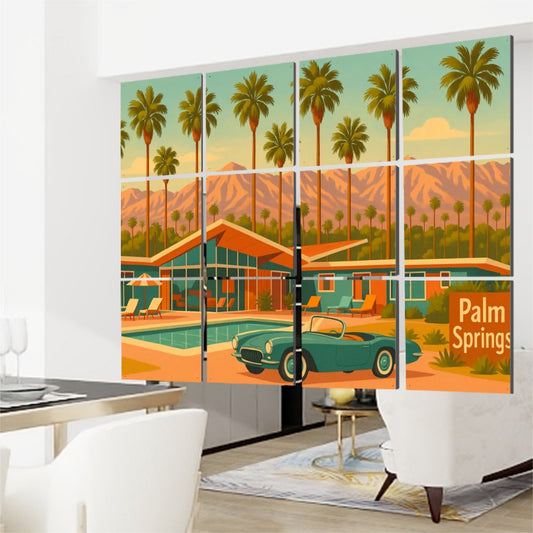 Palm Springs Desert Scene Hanging Room Divider – 12 Panels