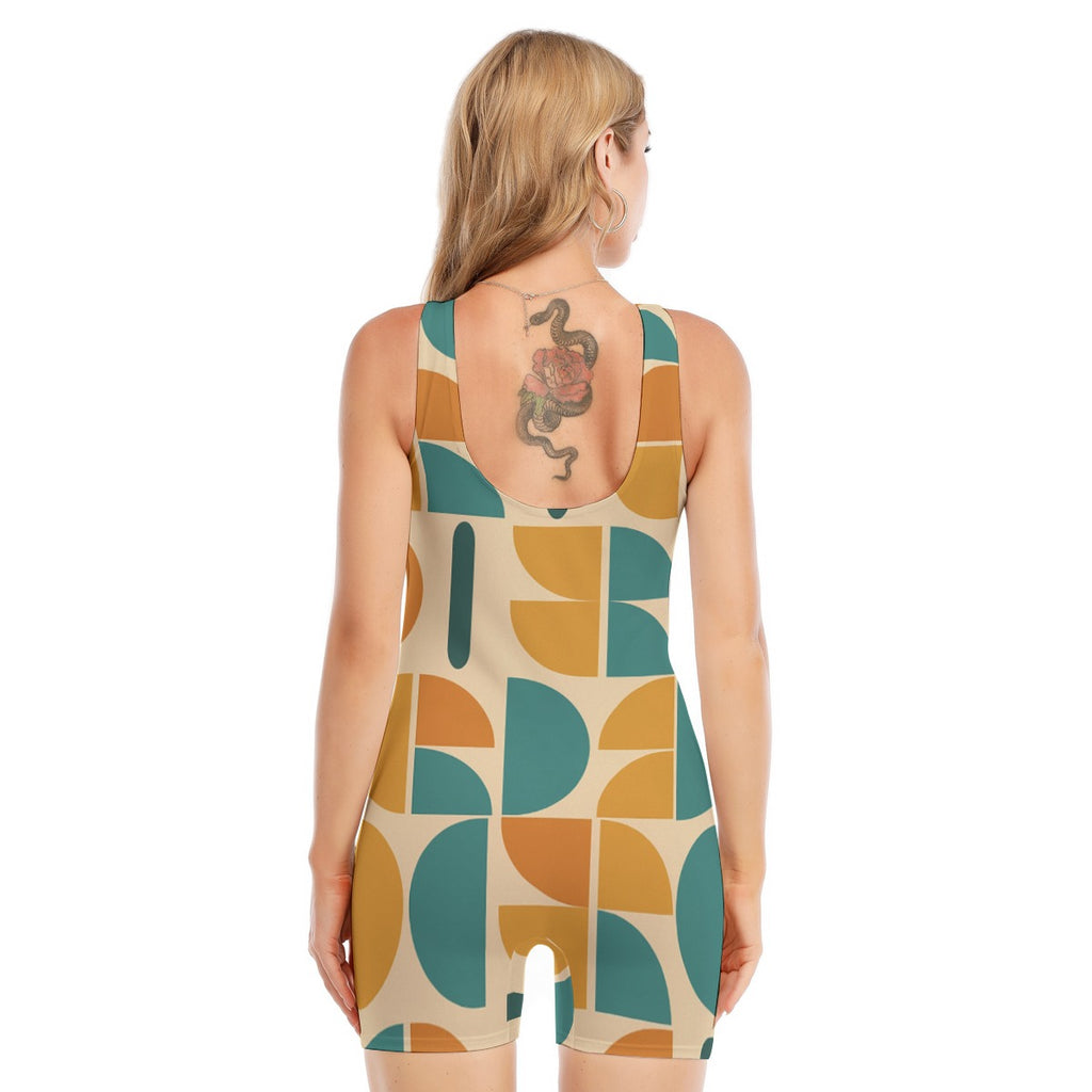 Retro Rhythm Sleeveless Romper