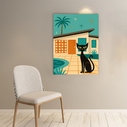 Atomic Cat at Palm Springs – Mid-Century Modern Poster
