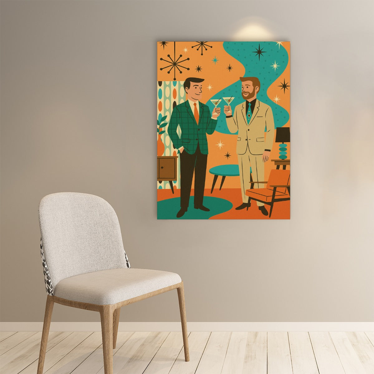 Retro Lounge Gents Poster – Mid-Century Modern Gay Art Print