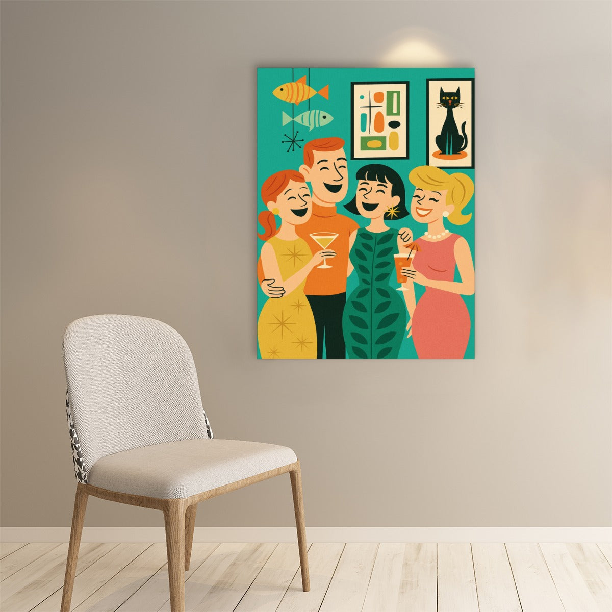 Mid-Century Cocktail Party Poster – Retro Wall Art Print