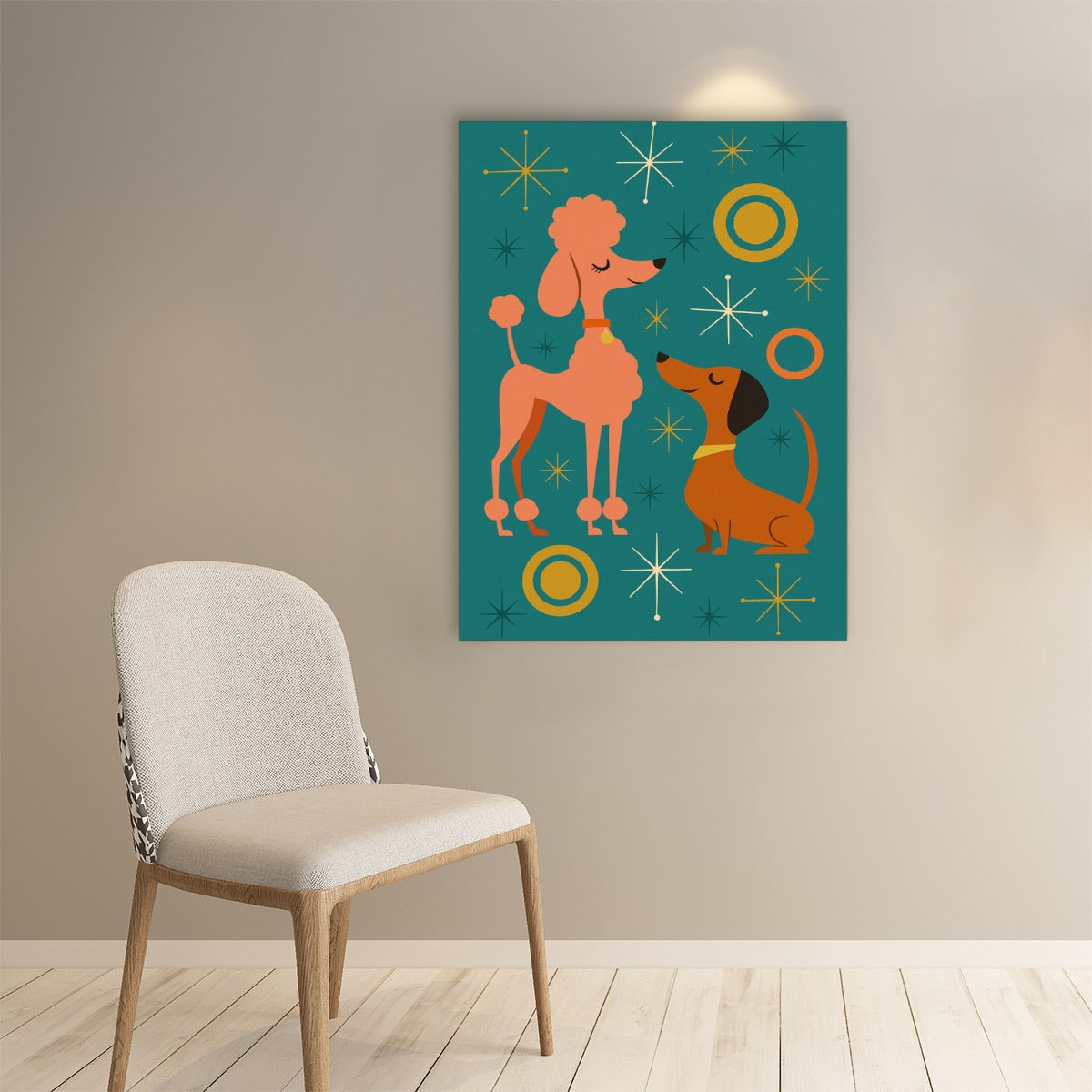 Atomic Dogs – Mid-Century Modern Dachshund & Poodle Wall Art Poster