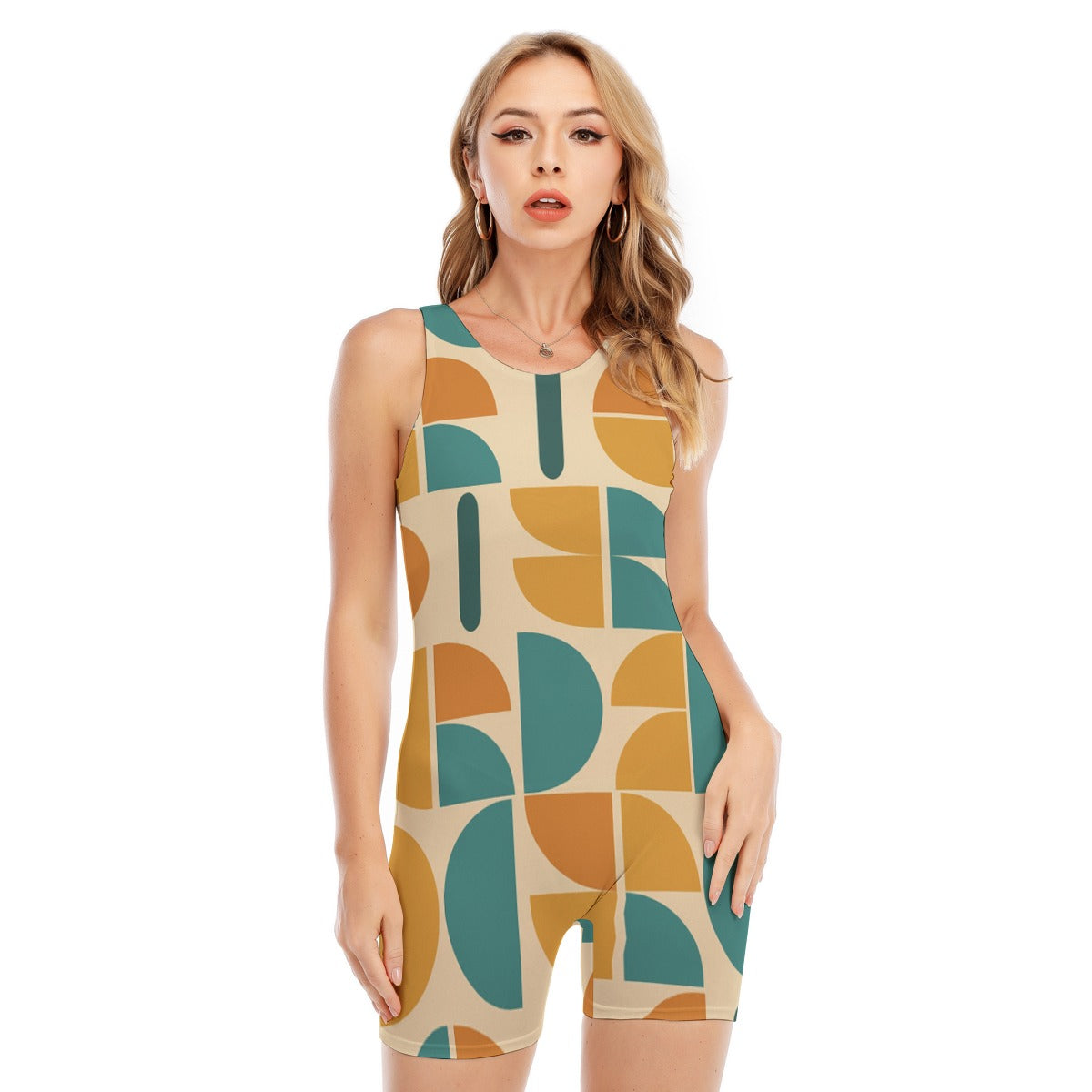 Retro Rhythm Sleeveless Romper
