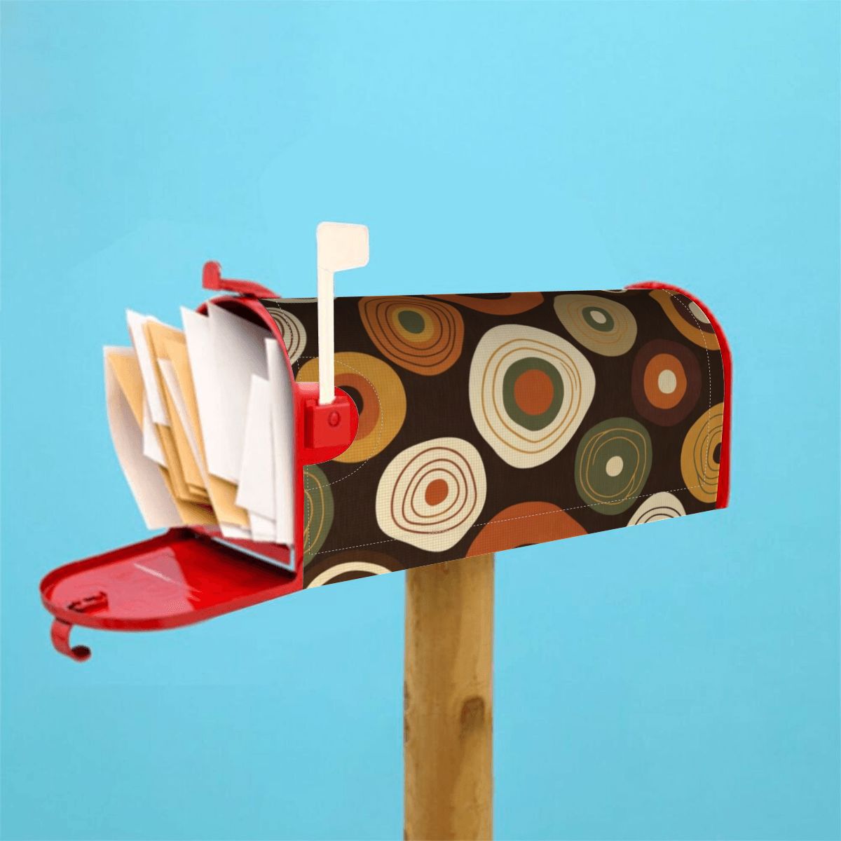 Pure Mid Century Mailbox Cover — Retro Mod Circles Pattern