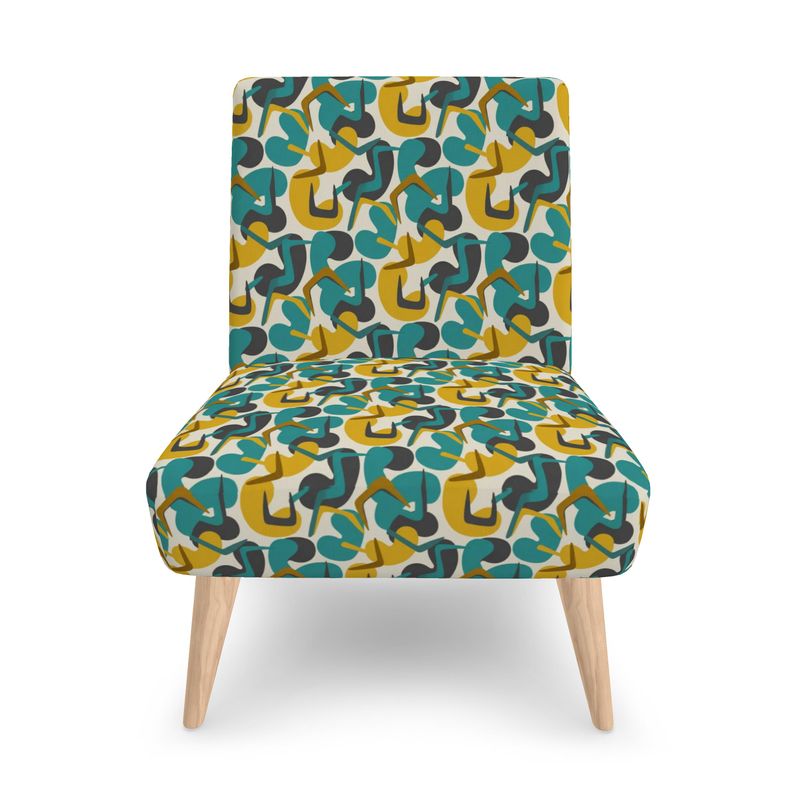 The "Calypso" Mid-Century Accent Chair | Atomic Teal & Gold